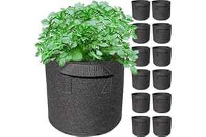 Anwenk 12Pack 1 Gallon Grow Bags with Handles - Garden Vegetable & Flower Grow Bags, Nonwoven Aeration Fabric Pots for Nursery & Garden Planting (1 Gallon, Black)