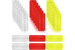 ZONON 24 Piezas Pegatinas Reflectantes de Advertencia Pegatinas de Seguridad Cinta Adhesiva Reflectantes de Visibilidad Nocturna para Vehículo Motocicleta Bicicleta, 1,18 x 3,25 Pulgadas