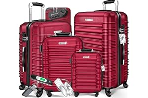 KESSER® 4tlg. Hartschalenkofferset Hartschalenkoffer Reisekoffer Set Reisekofferset Trolley Koffer 4 Rollen ABS-Hartschale Teleskopgriff Inkl. Kofferwaage + Gepäckanhänger Rollkoffer Schloss, S-M-L-XL