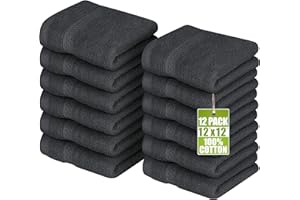 Utopia Towels - Lot de Serviettes de Toilette Premium (30 x 30 CM, Gris) 100% Coton, Gants de Toilette/Serviette de Visage, Très Absorbants et Doux au Toucher (Paquet de 12)