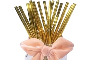 BOFA ECO TABLEWARE Złote słomki do picia, metaliczne złote papierowe słomki na ślub, urodziny, na co dzień, imprezę, 100 sztuk aureate słomki