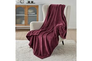 Przytulny Koc BEDSURE - Puszysty, Polarowy, Ciepły i Miękki na Sofę, Kanapę - dla Dzieci, Żywy i Przytulny 150 x 200 cm, Wino Czerwone