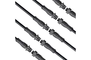 WOODGUILIN 2 polig Wasserdicht Anschlüsse Stecker,2 Core LED Steckverbinder Male Female Plug,mit 16AWG 15CM IP68 Verlängerungskabel für Auto,LKW,Boot,Outdoor LED Lichtleisten.(5Pairs,2Pin 16AWG)