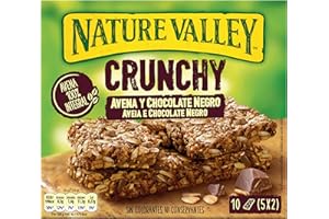 Nature Valley Crunchy, Barritas de Avena 100% Integral y Chocolate Negro, Sin colorantes, Ingredientes Naturales, Apto para Vegetarianos, 5x42g (2 barritas por paquete)