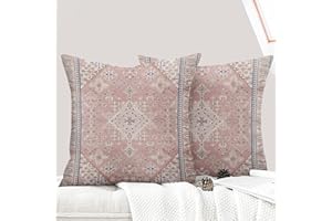 ECZOIL - Juego de 2 fundas de cojín (50 x 50 cm), diseño boho étnico vintage, fundas de cojín de 20 x 20 pulgadas, para casa, salón, dormitorio, color rosa