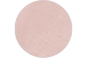 ‎PACO HOME Paco Home Waschbarer Teppich Rund Wohnzimmer Kurzflor rutschfest Modern Flauschig Einfarbiges Muster, Grösse:160 cm Rund, Farbe:Rosa