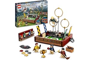 LEGO 76416 Harry Potter La Malle de Quidditch, Jouet pour 1 Joueur ou 2 Joueurs avec Minifigurines Draco Malefoy, Cedric Diggory, Cho Chang et Le Vif d'or, Jouer à 3 Jeux de Quidditch Différents