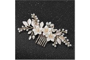 SWEETV Clip de peine para el pelo de boda, accesorios para el cabello de boda para novias y dama de honor, dorado