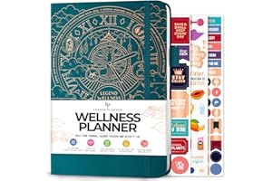 Legend Planner - Journal du bien-être et de l’alimentation - Journal quotidien de diététique, de santé et de fitness - Journal de style de vie - Durée 6 mois, format A5 - Sarcelle Foncé