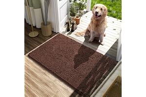 AROGAN Indoor Doormat, Front Door Mat 48"x30" Absorbent Rubber Backing Non Slip Door Mats, Machine Washable Chenille Door Mat for Muddy Shoes and Dog Paws Low Profile Rugs for Entryway, Coffee