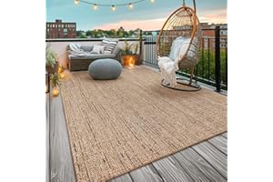 TT Home Large Outdoor Rug Patio Kitchen Rug For Garden Boho Abstract Uni Washable, colour:Beige, Size:200x280 cm