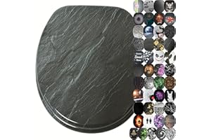 Sanilo WC Sitz mit Absenkautomatik, viele schöne schwarze Toilettendeckel zur Auswahl, hochwertige und stabile Qualität aus Holz (Granit)