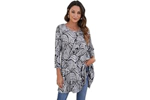 Enmain Womens Casual Tunic Tops Long Sleeve Ladies Longline Tunic Blouse Shirts Round Neck Plus Size Tunics Dress Floaty T Shirt for Women,S-3XL
