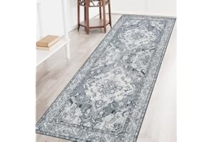 Famibay Carpet Runner Non Slip Long Hallway Hall Runner Narrow Rugs Rubber Backed Runner Rug Kitchen Floor Mat Washable Boho Area Rug Runner for Entryway Bedroom Living Room(Grey,65x180cm)