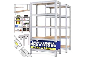 Monzana® 2x Scaffali Metallo 180x90x40cm Portata Totale 1750kg 10 Pannelli MDF Scaffalatura Metallo Scaffali ad Alta Portata Scaffale Cantina