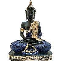 Global Grabbers Sitting Buddha Idol Statue Showpiece (Dark Blue Black)