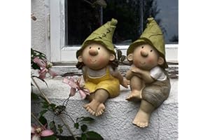 FHFY GARDEN Lilly and Len Elves sitting, Garden Ornament, Gnome, Garden Fairy, Troll, Imp …