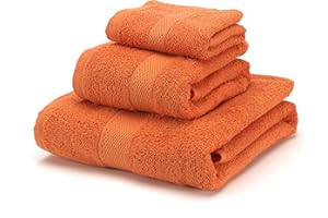 Boncasa - Juego de Toallas - 100% Algodón Peinado (no regenerado) - Calidad Ring Spun - Tacto Suave - 450 gr/m2 (Naranja, Set 3 Piezas)