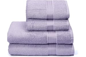 GLAMBURG Ultra Soft 4er-Pack Handtuch-Set, Baumwolle, enthält 2 übergroße Badetücher 70 x 140 cm, 2 Handtücher 50 x 90 cm, für den täglichen Gebrauch, kompakt und leicht — Dunkelviolett