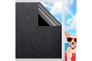 Coavas Blackout Window Film Privacy: Solar Control Window Film Anti UV 100% Light Blocking Opaque Anti Glare Black Out Mirror Window Tinted Film Static Cling Window Stickers for Office Home 44 x 200cm