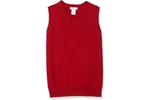 Amazon Essentials Bambino Maglione Smanicato con Scollo a v in Cotone in Stile Uniforme