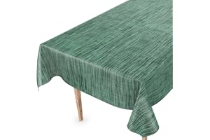 ANRO Mantel de hule lavable, para jardín, 120 x 140 cm, borde de corte, aspecto textil, color verde oscuro
