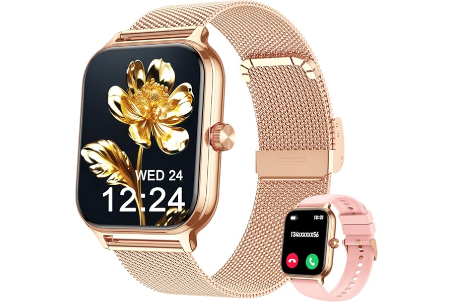 LODIMEKE 1.96 Inch Blood Pressure and Call Smartwatch for Men and Women Fitness Watch with Cardio Sleep Pedometer, 100+ Sport Modes, Alarm Clock and Calculator, AI Assistant, Gift for iOS Android