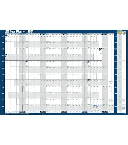 Sasco Jahresplaner 2024 – Trocken Abwischbares Poster, 75 X 41 Cm, Mit Stift & Aufklebern, Für Büro & Zuhause