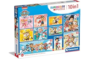 Clementoni - 20270 - Supercolor - Pat' Patrouille - 3 x 18, 4 x 30, 2 x 48 et 1 x 60 Pièces - Puzzle 10 en 1 du Dessin Animé - Jeu de Création et Logique pour Enfants à partir de 4 Ans et Plus