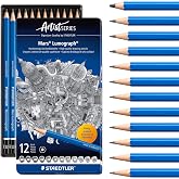 Staedtler 100 G12 Mars Lumograph Kurşun Kalem 12'li Metal Kutuda 8B, 7B, 6B, 5B, 4B, 3B, 2B, B, Hb, F, H, 2H