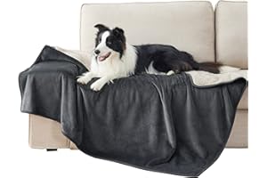 LE SURE Lesure Coperta Impermeabile per Ghiens Grandi Dimensioni - Coperta Lavabile per Cani 127x152 cm, Protezione per Divano per Cani in Pile Sherpa, Coperta Morbida e Soffice per Gatti, Nero