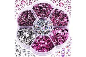 Blinginbox Hotfix Rhinestones, 3000pcs Clear Hotfix Gems Crystal Rhinestones for Clothes DIY Craft Sewing and Decorations, Round Mixed Sizes SS6-SS30 (Rose)