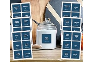 QuoteMyWall Pantry Labels Stickers for Kitchen Organisation Vinyl Jar Container Tags for Baking Tea Coffee Pasta Essential Modern Pack (Baking Collection Blue)