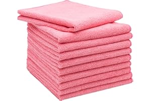 ZOLLNER Set de 10 paños de Microfibra para un Brillo sin Rayas - paños de Limpieza sin Pelusas y Muy absorbentes - Lavables hasta 60°C - 32x32cm en Rosa - Calidad hotelera