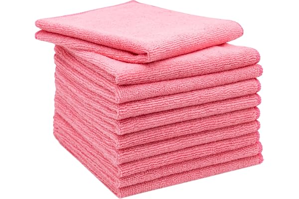 ZOLLNER Set de 10 Chiffons de Nettoyage en Microfibres, 32x32 cm, Rose