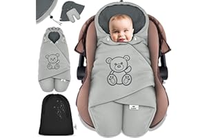 KIDIZ® Baby Einschlagdecke Babyschale Winter Herbst Babydecke mit Tasche Universal Fußsack kompatibel mit Maxi-Cosi, Römer, Buggy, Kinderwagen & Autositz isolierend gegen Wind, Nässe & Kälte
