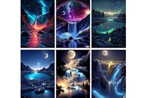 Wenfdrtr 6 Pack Diamond Painting Set Erwachsene- Landschaft Diamond Painting Set Erwachsene, 5D Diamant Painting Bilder Landscape für Home Wall Decor (30x40cm)