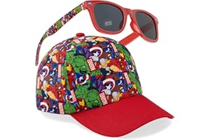 Marvel Spiderman Cappello con Visiera e Occhiali da Sole Bambino Cappello Baseball Regolabile Occhiali da Sole Bambini Protezione UV400