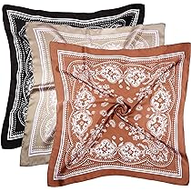 Set di 3 Pezzi Foulard in Seta per Donna, Bandane per Testa, Sciarpe di Seta Quadrato, Foulard per Donna Versatili per Dormire, Spiaggia o Regalo,Decorazione Chic - Dimensioni 90x90 cm