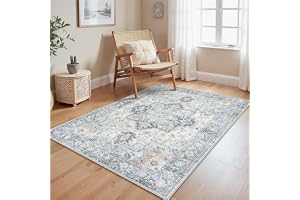 GENIMO Matta 120X170CM, Kort Lugg Maskintvättbar Antihalk, Vintage Boho Design med Mjuk Yta för Vardagsrum, Sovrum