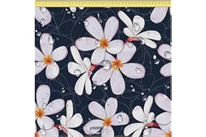 DreamRoots Tela impermeable por metros 600D 220g/m - Tela para tapizar sillas, cojines, sofas - Lona impermeable exterior 160 cm ancho Hand Draw Floral 1M