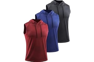 Cadmus Men's Workout Sleeveless Hoodies Athletic Training 3 Pack Gym Tank Tops Sports Fitness T Shirts