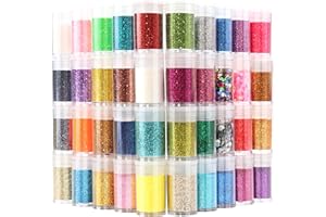 CIYOWTA Brillantini per L'Artigianato 40 Colori, Brillantini Olografici per Il Viso e Il Corpo per Candele di Sapone, Paillettes Scintillanti, Materiali di Consumo in Resina - Fiala da 5 G