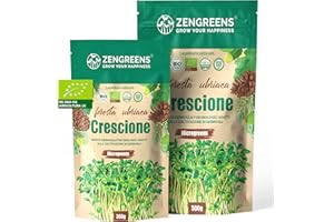 ZenGreens® - Semi di crescione biologico - Scegli tra 10g, 200g e 500g - Germogli di crescione - Germinazione superiore al 97% - Microgreens
