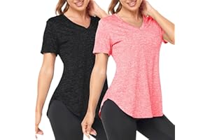 Deaviya Women's Sports T-Shirt Gym Tops V Neck UK, Short Sleeve Workout Top Running Yoga Shirts