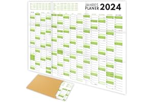 MAFAB PRODUCTS XXL Wandkalender 2024 groß (90x60cm) - Jahresplaner 2024 quer als Kalender für die Wand - Jahreskalender für 14 Monate mit Ferienübersicht - Kalender gefalzt für das Büro