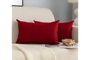 GIRASOLE HOME Coppia Federe Cuscini in Simil Lino Antiacaro e Ipoallergenico Per Divano e Letto Copricuscini Arredamento Casa con Zip Invisibile 2 pezzi (30x50cm, Rosso)