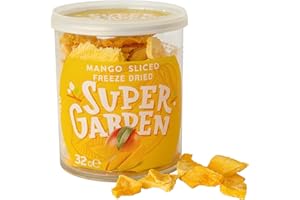 SUPERGARDEN Super Garden Mango liofilizzato - Spuntino salutare - 100% Puro e naturale - Vegano - Senza zuccheri aggiunti - Senza additivi - Senza conservanti - Senza glutine - Senza OGM