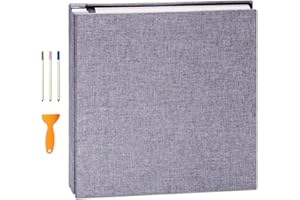 Yopih Album Photo Autocollant 120 Pages Albums Photo DIY 10X15 Albums Photo Souvenirs Couverture en Lin Cadeaux de Mariage Noël Valentin Cadeau d'anniversaire Anniversaire Enfants