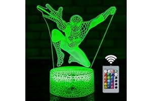 SAKMOT Night Light for Kids Cool Gifts 3D Illusion Lamp with 16 Colors Changes with Remote Control Kids Bedside Lamp Toys for 3 4 5 6 7 8 Year Old Boys Christmas Birthday Gifts or Home Decorations (S)